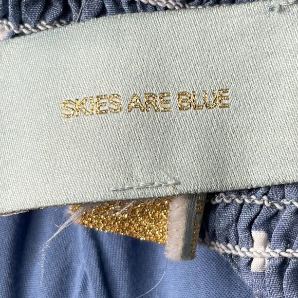 Skies Are Blue Chiffon Polka Dot Milkmaid Dress Ballon Sleeve Ruched Back Sz XL - Picture 7 of 7